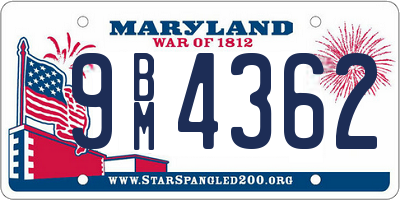 MD license plate 9BM4362