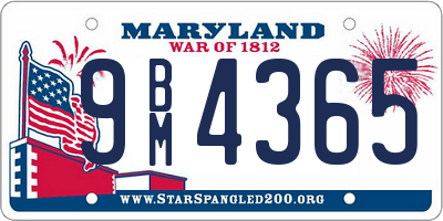 MD license plate 9BM4365