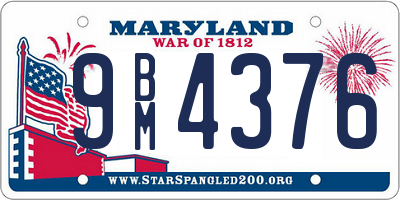 MD license plate 9BM4376