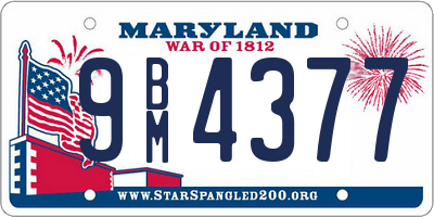 MD license plate 9BM4377