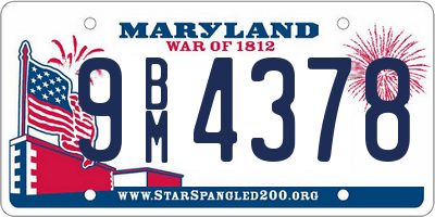 MD license plate 9BM4378