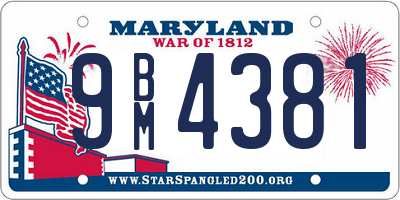 MD license plate 9BM4381