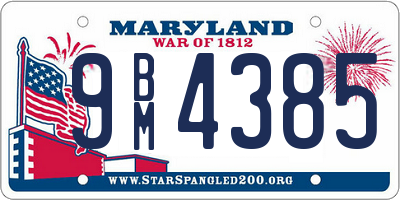 MD license plate 9BM4385