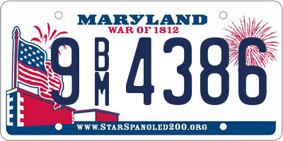 MD license plate 9BM4386