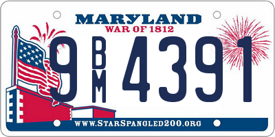 MD license plate 9BM4391