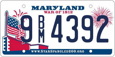 MD license plate 9BM4392