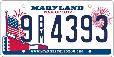 MD license plate 9BM4393