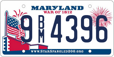 MD license plate 9BM4396