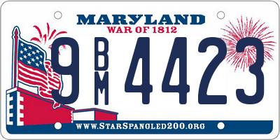 MD license plate 9BM4423