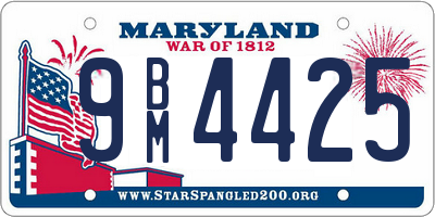 MD license plate 9BM4425