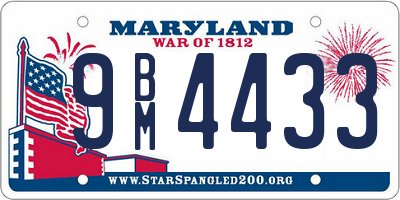 MD license plate 9BM4433