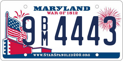 MD license plate 9BM4443