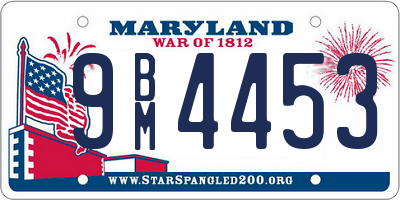 MD license plate 9BM4453