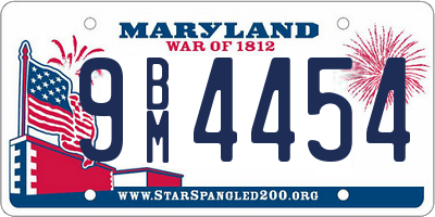 MD license plate 9BM4454