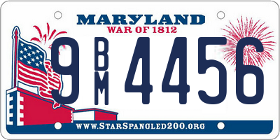MD license plate 9BM4456