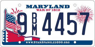 MD license plate 9BM4457
