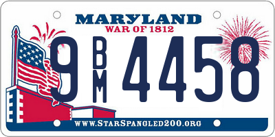 MD license plate 9BM4458