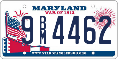 MD license plate 9BM4462