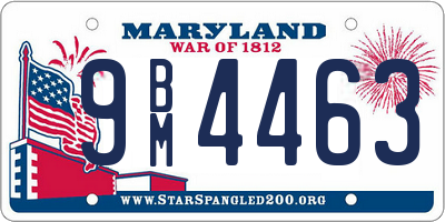 MD license plate 9BM4463