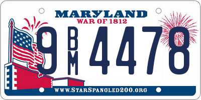 MD license plate 9BM4478