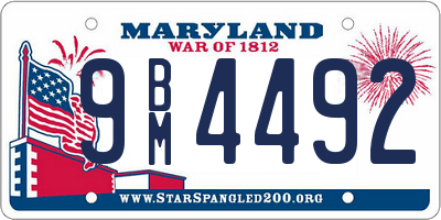 MD license plate 9BM4492