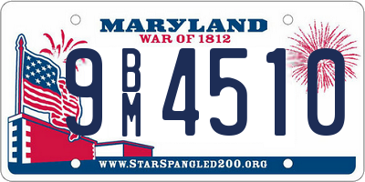MD license plate 9BM4510