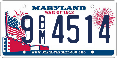 MD license plate 9BM4514