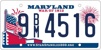 MD license plate 9BM4516