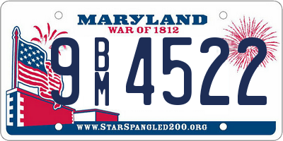 MD license plate 9BM4522