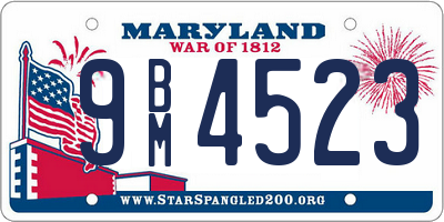 MD license plate 9BM4523