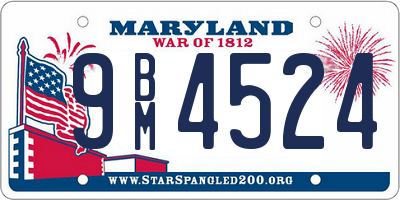 MD license plate 9BM4524