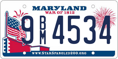 MD license plate 9BM4534