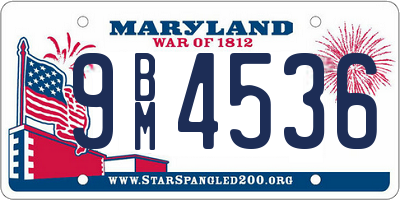 MD license plate 9BM4536