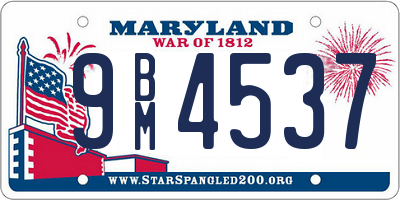 MD license plate 9BM4537