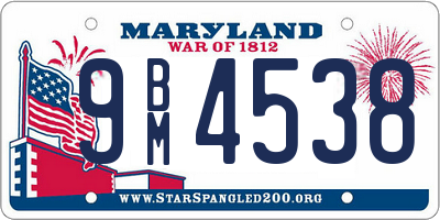 MD license plate 9BM4538
