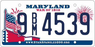 MD license plate 9BM4539