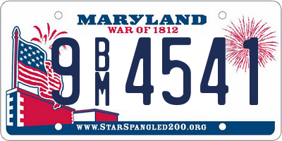 MD license plate 9BM4541