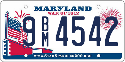 MD license plate 9BM4542