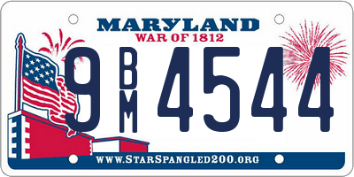 MD license plate 9BM4544