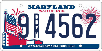 MD license plate 9BM4562