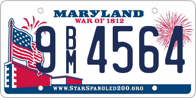 MD license plate 9BM4564