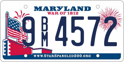 MD license plate 9BM4572