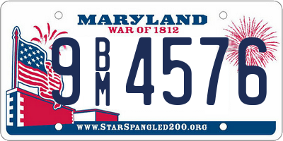 MD license plate 9BM4576