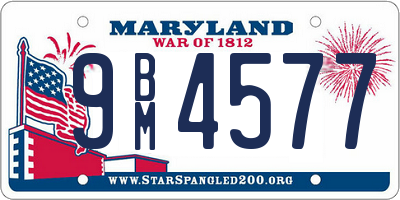 MD license plate 9BM4577