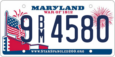 MD license plate 9BM4580