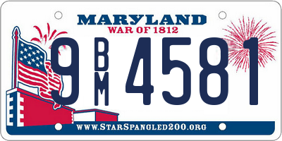 MD license plate 9BM4581