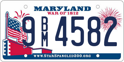MD license plate 9BM4582