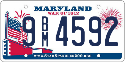 MD license plate 9BM4592