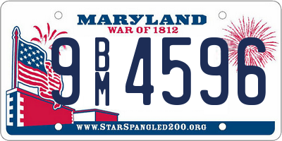 MD license plate 9BM4596