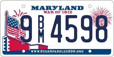 MD license plate 9BM4598